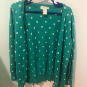 Turquoise polka dot cardigan